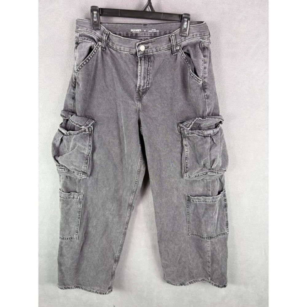 Old Navy Jeans 12 Womens Drapey‎ Denim Baggy Wide Leg Cargo Pockets Y2K Style